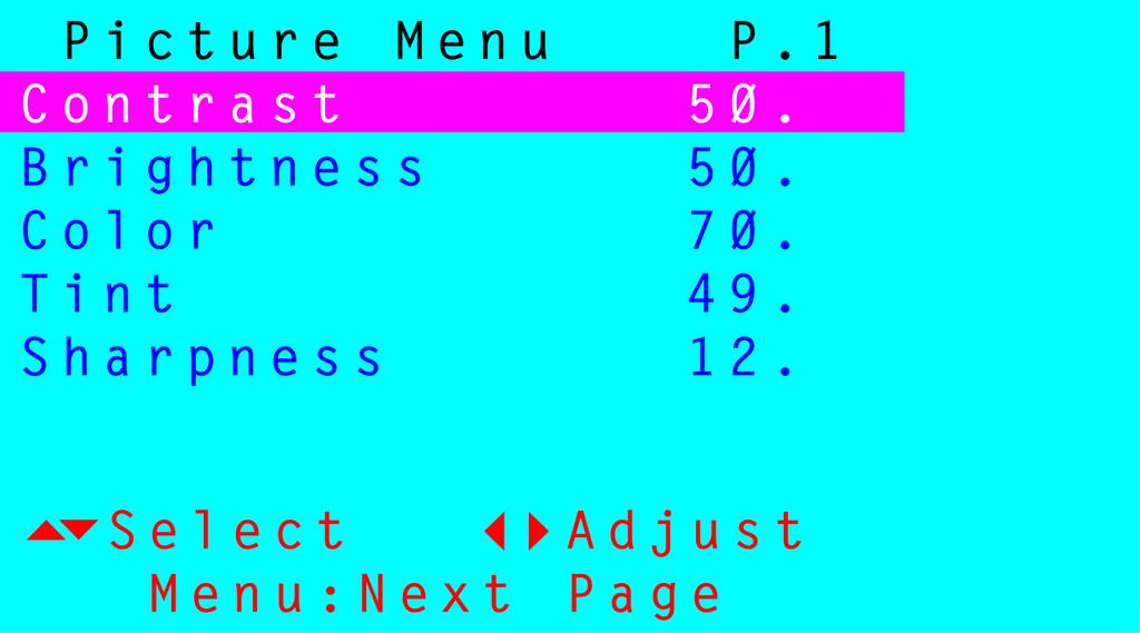 Using the OSD Functions Press menu key to display OSD Menu.