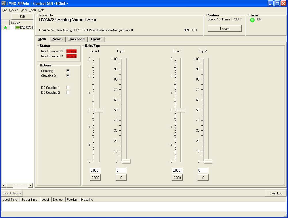 Control System GUI When using the module in a system with the optional LYNX control system all module settings are available on an intuitive Windows GUI interface.