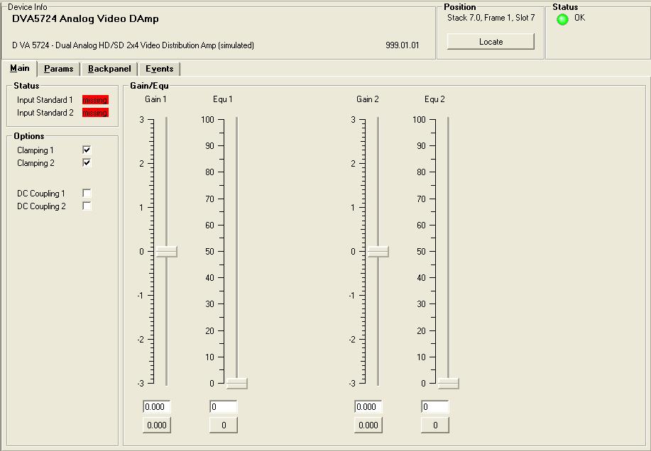 There are a number of Tabs along the top of the screen which splits up the module settings into a number of logical displays. The various GUI screens and primary functions are described below.