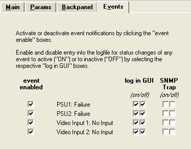 Events Tab The Events Tab is where the module alarming and error notifications are configured for the module.