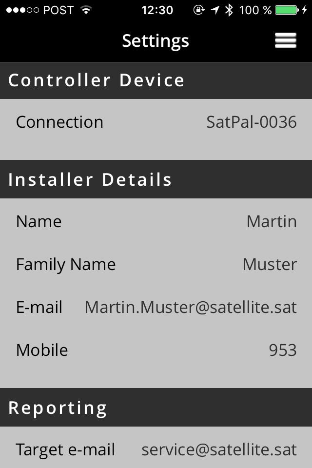 to define the function of the User button at the SatPal Controller and to reset the SatPal Controller to factory defaults, see Figure 49 SatPal Controller Menu.