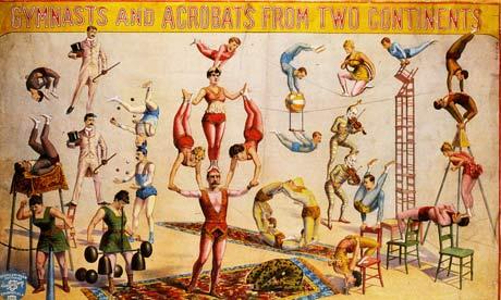 Traveling Circus - A circus is a company of performers that may include clowns, acrobats, trained animals, trapeze acts, musicians, hoopers, tightrope walkers, jugglers, unicyclists.