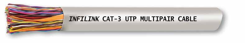 Cat-3 UTP Multi Pair Telephone Cable Infilink Cat-3 Multipair Cable supports LAN applications utilizing bandwidth up to 16MHz, Ethernet for Telephone system wiring which is mandatory minimum cable