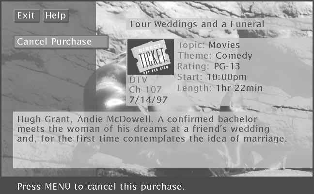 The Menu System Using the Purchases Menu The Purchases menu allows you to review upcoming and past purchases. The Purchases menu shows you upcoming or past purchases, and spending limits.