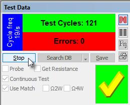 Checking the Use Match checkbox ensures that we compare data acquired during the continuous testing to Match Data.