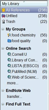 28 Browse 30 Specific searches 1 31 Transfer references between libraries Transfer references from one library to another by using the Copy and Paste commands from the Edit menu: 5.