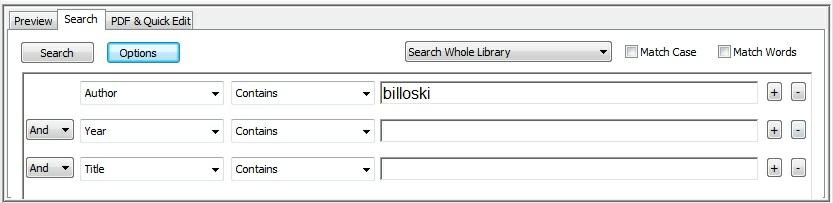 Manage libraries 31 the reverse order. Typing the first letter(s) brings you to the author's last name starting with that letter(s), when the references are sorted by Author.