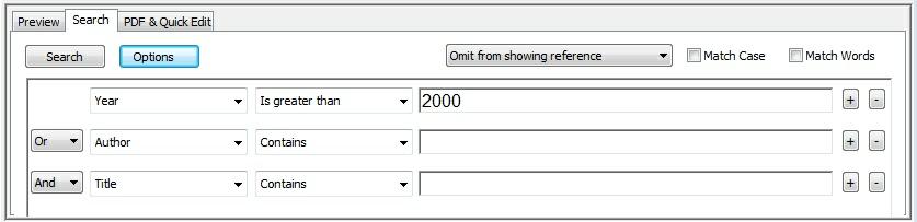 Manage libraries 33 Figure 39. Search window with range of publication years 4 De-duplicate If you collect references from various sources, you may have duplicate references in your libraries.