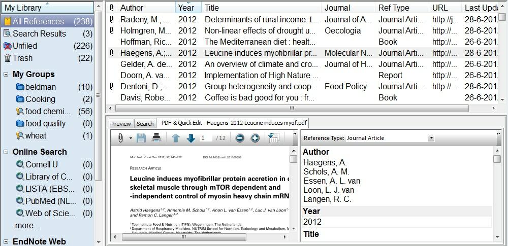 In a second group Found PDF the references are shown of which the full text is downloaded. A third group is made for the references for which the PDF is Not found (Figure 45). Figure 45.