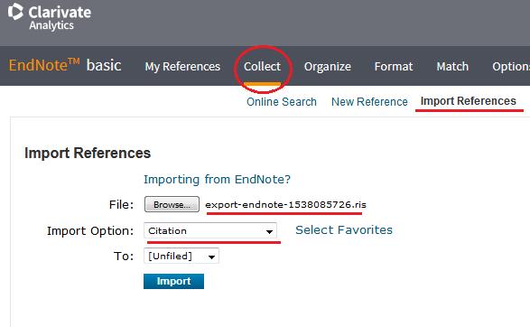 Capture citations from UBC Library website *Note: when you go to import the reference into EndNote,