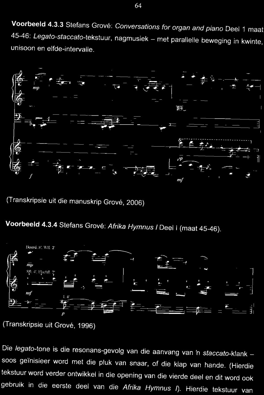 elfde-intervalle. (Transkripsie uit die manuskrip Grove, 2006) 4 Stefans Grove: Afrika Hymnus I Deel I (maat 45-46).