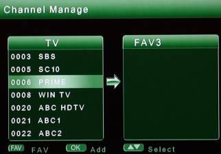 2. ADVANCED FUNCTIONS WITH THE PVR 2.4.3 Move: You can move a channel position. First press the OK button to pick up the channel. A check mark will be shown next to the selected channel.