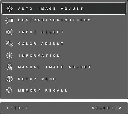Video Settings On-Screen Display (OSD) Menus To open the OSD menu, press button [1] once.
