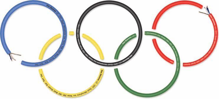 rings - The symbol of the Olympic Games is composed of five interlocking rings, colored blue, yellow, black, green, and red on a white field which represent the 5 continents.