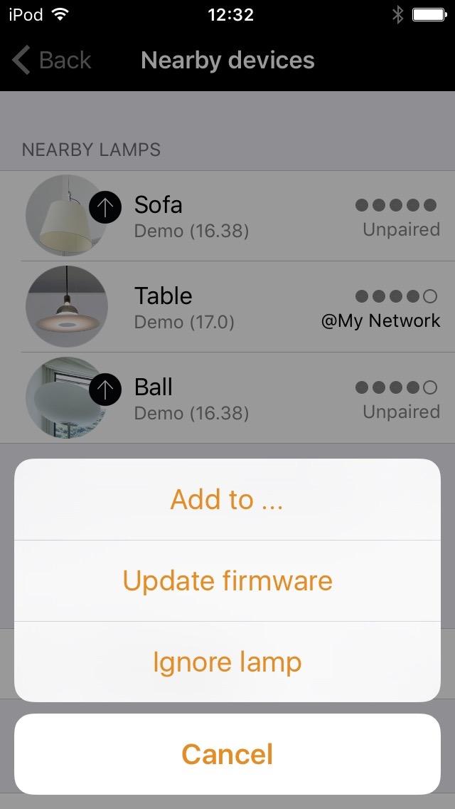 If you have access to the network that the luminaire is paired to you can also see the network name.