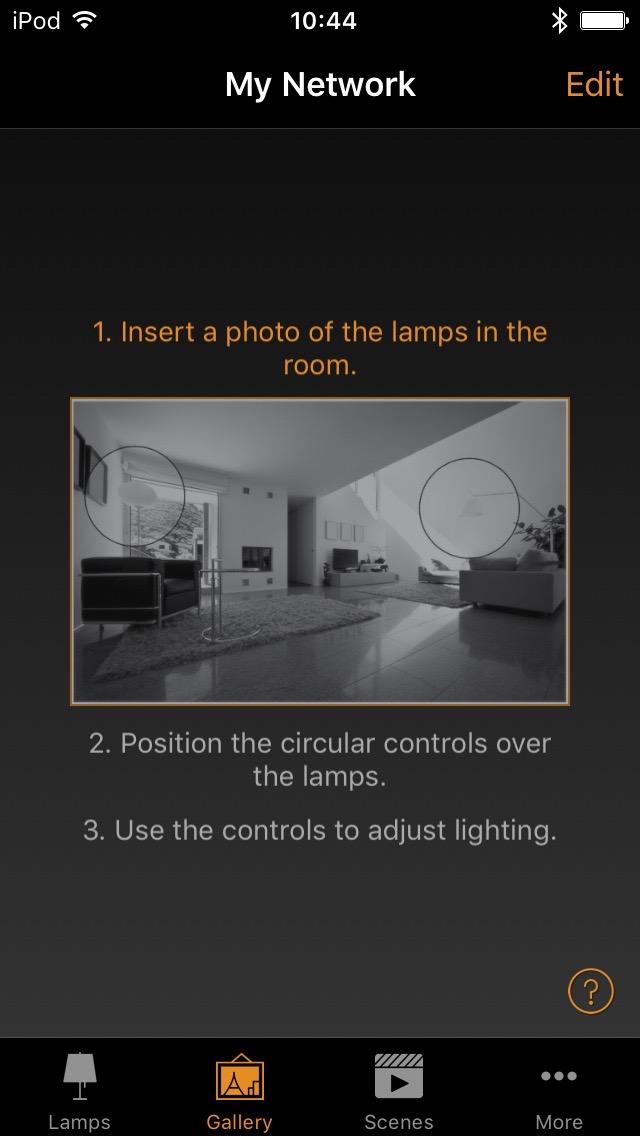 7 of 28 Gallery tab First time use The Gallery in Casambi app is the most intuitive way of controlling your luminaires.