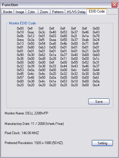 Setting: Automatically setup the output resolution according to the content of EDID.