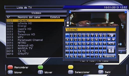 TV CHANNEL EDITOR Press the OK button to access this menu. The menu provides options to adjust the channel and program settings.