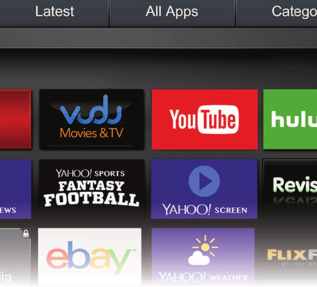 The following tabs are located at the top of your Fullscreen V.I.A. Plus Apps Window: My Apps: Displays Apps that are installed on your TV.