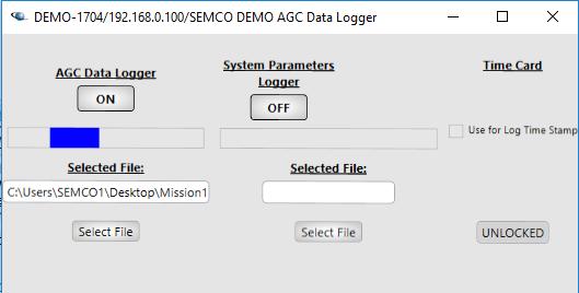 The user clicks on AGC Data Logger and To File, which opens up the AGC Data Logger window.