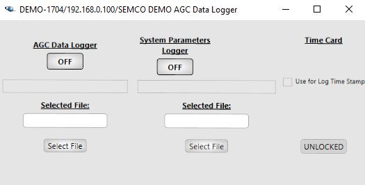 The user clicks on this button again to stop AGC Data Logging.