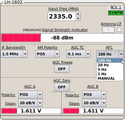 approximately +/-200 khz from the center frequency selected. When MANUAL is selected, an Offset and slide bar appears.