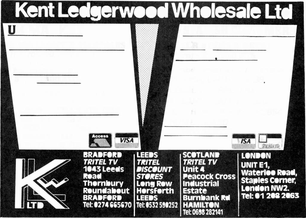 Kent Ledgerwood Wholesale Ltd UK MARKET VIDEO CASSETTE RECORDERS Refurbished, Boxed and Guaranteed. Mechanicals 90 Sharp 7 300 115 Quantities of Electronic Models always available.