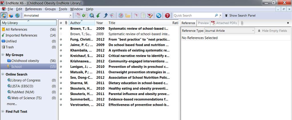 Accessing the full text of articles via EndNote: EndNoteX6 has a Find Full Text feature where it will search for the