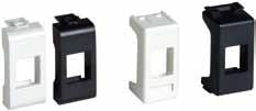 Compatible with Keystone standard. CCS dual blank port module faceplate French type with sash window, for shielded and unshielded Category 5E, 6 and 6A jacks. Compatible with Keystone standard.
