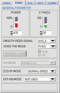 Tab PAR2: A click on the PAR2 button opens the PARAMETER-2 window, where additional parameters at the control unit can be set. Attention!