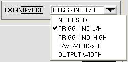 The triggered mode only is possible in the two trigger modes "TRIGG-IN0 L/H" and "TRIGG-IN0 HIGH". With a new LOW/HIGH edge at IN0 the control unit resets the MAX/MIN value.
