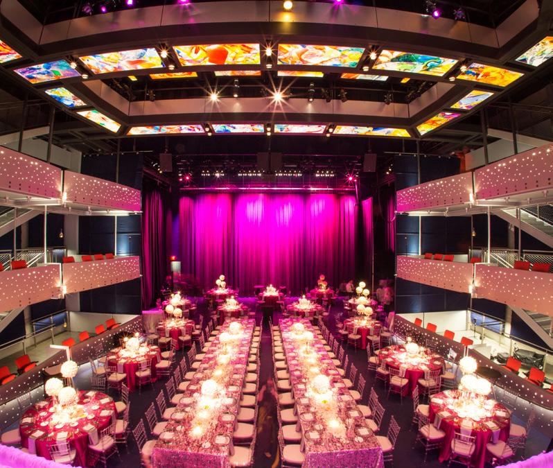 ALEXIS & JIM PUGH THEATER TIER 2 Imagine hosting your event or performance in our multi-level and multi-purpose theater with amazing acoustics and a colorful ceiling of abstract artwork.