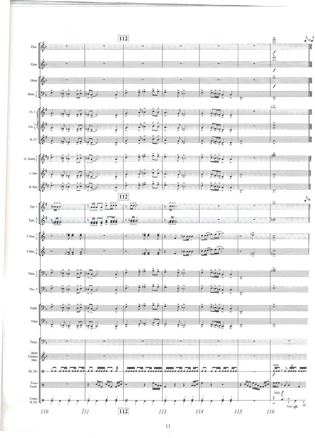 Flute Oboe & Cl. 1 P B.C1. Ig A. Saxes. T. Sax Tpts.: j=< fl FHns - Tbns., Tbn.