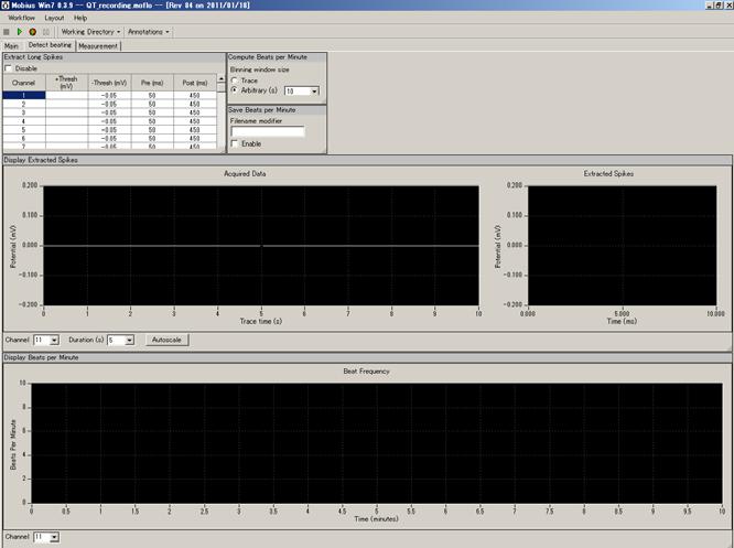 Minute Extract Spike Measures Display Results Table Fig.4-1.2. Control panels for the QT_recording workflow template.