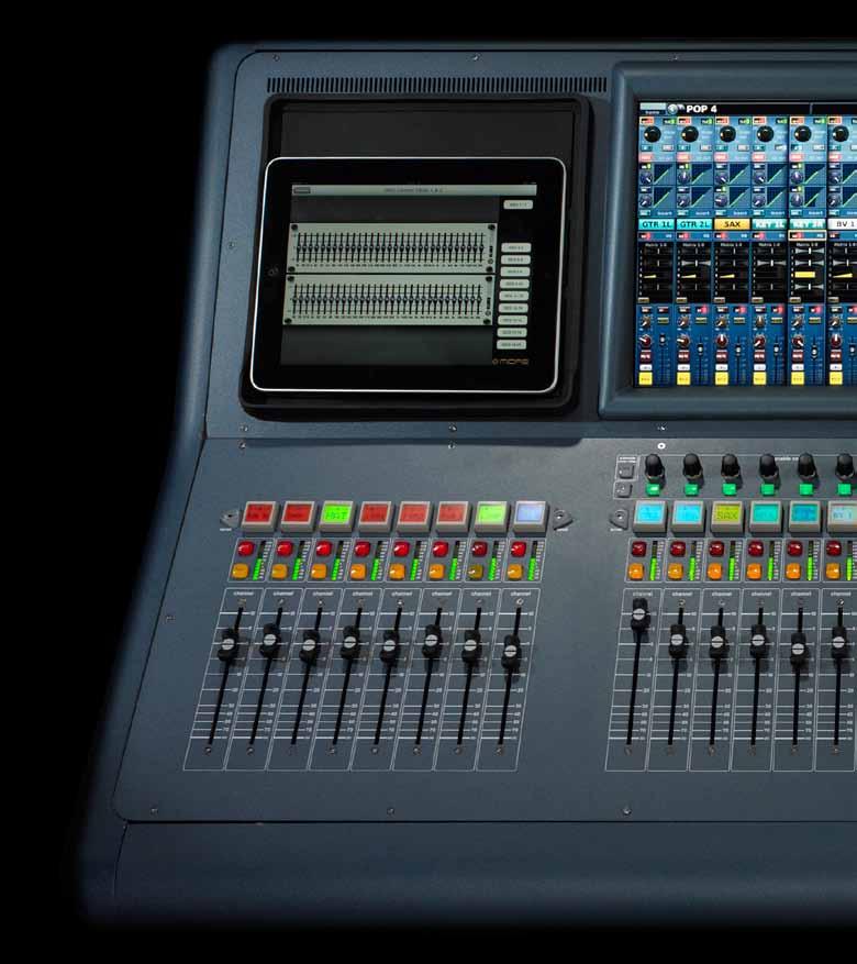 The PRO2 features 16 input faders, which can easily be increased to 24 by using the EXTEND button to deploy 8 more input channels on what are by default the VCA faders.