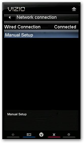 Manual Setup Select to view and/or manually change your network settings.