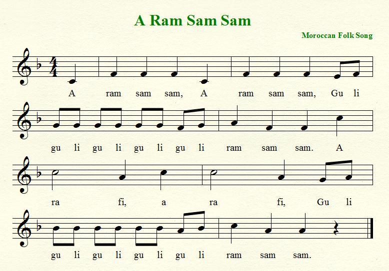SAMPLE QUESTION: Prepared Performance I - Task A Individual student sings A Ram Sam Sam accurately from memory, with a recorded accompaniment, using proper