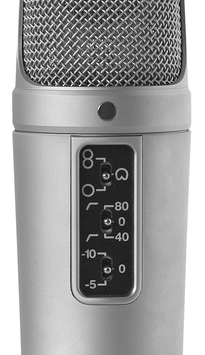 7 2018 VET MUSIC INDUSTRY SP EXAM Question 2 (6 marks) The image below shows symbols labelled on a multi-pattern, large diaphragm condenser microphone. O 80 5 Source: JRP Studio/Shutterstock.