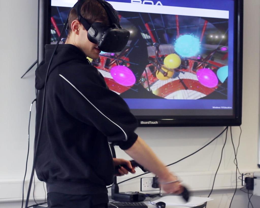 Games and new media pathway students this term have been experimenting with a new piece of equipment a HTC Vive where they have been able to look at their own 3D and Environment content through a