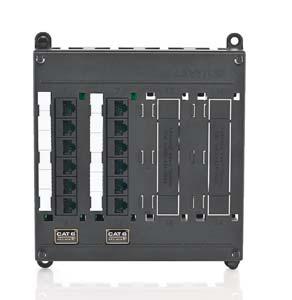This module does not stand alone, but connects to the Cat 5e / Cat 6 Twist-and-Mount patch panel, with patch cords, for easy changes.
