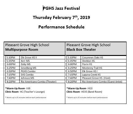 February Jazz I & Jazz II FESTIVALS at a GLANCE We will use bus transportation going to these events.