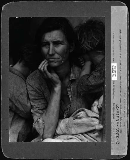 85 photojournalism, Great Depression, Migrant Mother, or Dorothea Lange.