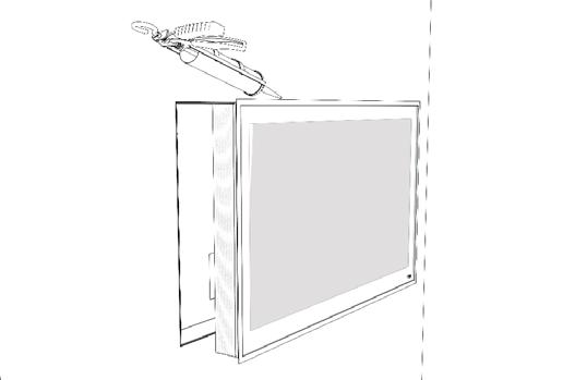 Install the cables and power supply needed for the television and ensure there is enough length to reach the connectors.