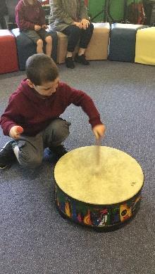 Primary classes explored many percussion instruments and