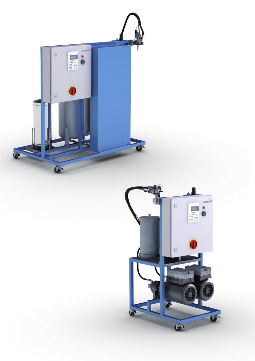 DM 70 2- component dosing and mixing system with dynamic mixing head MK 50 on a mobile