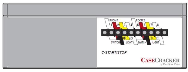 7a C-Control Connection Diagram: Two-Room Remote Start / Stop Only USB to CaseCracker (Avoid the SS Port) 12 VDC Power Room 1 Room 2