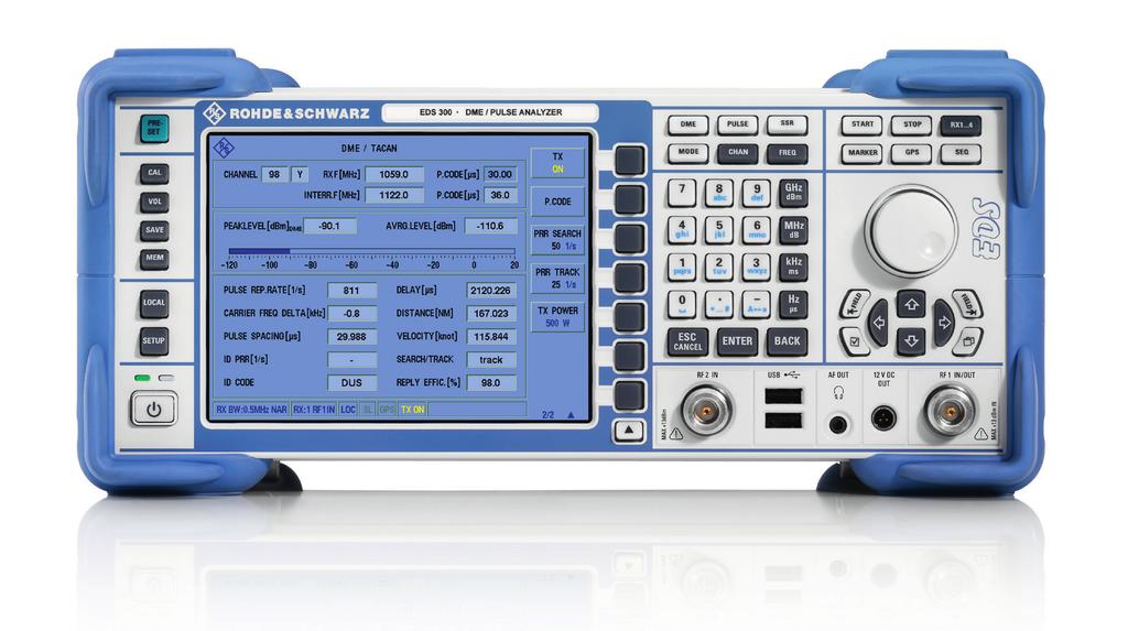 R&S EDS300 DME/Pulse Analyzer At a glance Using the R&S EDS-B2 or R&S EDS-B4 option, the R&S EDS300 measures the distance to a DME ground station as well as various other DME parameters such as reply
