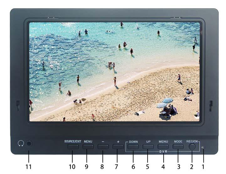 1 Product description: 1.1 Front panel instruction: 1. Power indicator 26 is for DVR(Video)operation button 2. REC/OK: Recording start, stop / function confirm 3.