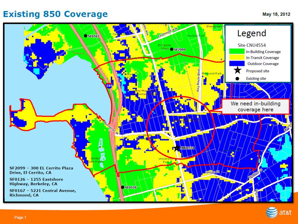 Page 4 of 12 Figure 1: Existing AT&T signal coverage in the Cellular band