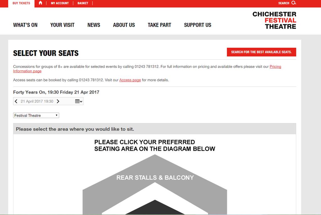 On smaller mobile devices such as tablets and mobile phones you will be taken to the option to select BEST AVAILABLE SEATS.